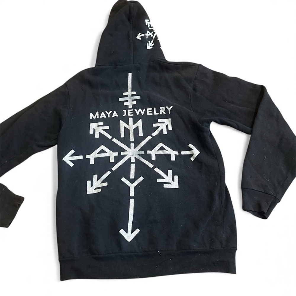 Maya Jewelry Black Graphic Print Hoodie, Size‎ Small, Unisex